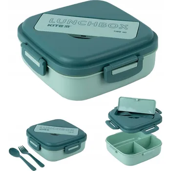 Svačinový box Obědový box s přihrádkami, svačinový box s příborem 1100 ml KITE