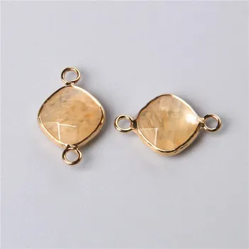 Přívěsek Kosočtvercový přívěsek 14mm | výroba šperků 2 ks - Č.22 Čaj Quartz