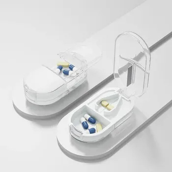 Úložný box Přenosný box na drcení léků s úložným prostorem | lékový drtič, úložný box - Průhledná bílá