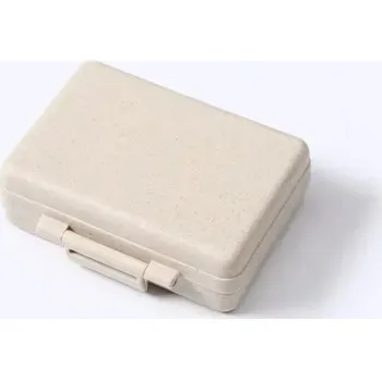 Krabička na léky s přihrádkami | Cestovní lékovka, rozdělovač léků - Béžový