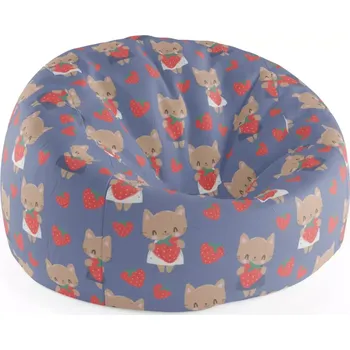 Sedací pytel Sablio Sedací vak Cocoon Kočičky s jahodami - 115 x 75 cm x 45 cm - Sablio