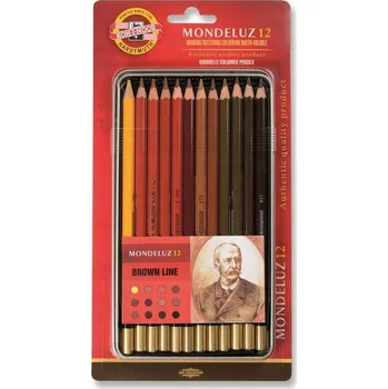 Pastelka AKVARELOVÉ PASTELKY do ŠKOLY sada 12 HNĚDÝCH odstínů Koh-I-Noor KRÁSNÉ