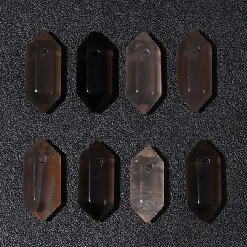 Přívěsek 1-5 ks šestihranný přívěsek z minerálu | Přívěsek, přírodní kámen - NO.2 Smoky Quartz , 9x20mm-1ks