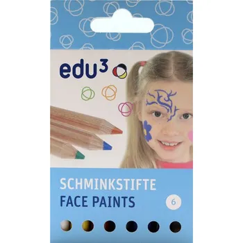 Kresba EDU3 Obličejové barvy v dřevěné tužce, 6 doplňkových barev, v papírové krabičce