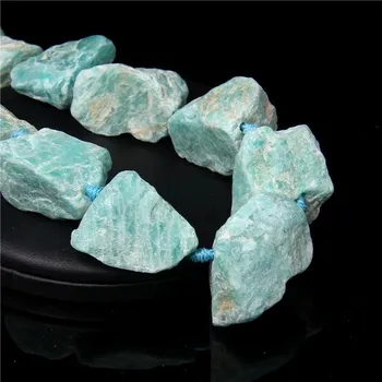 Korálek Surové minerální korálky 20-30mm | přírodní kameny, minerální korálky - Tmavý Amazonit , 2 kusy