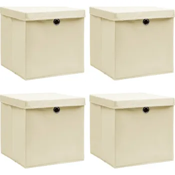 Úložný box Úložné boxy s víky 10 ks zelené 32 x 32 x 32 cm textil