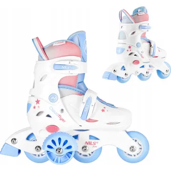 Kolečkové brusle Dětské Brusle 2v1 3 v 1 nastavitelné gumové kolečkové brusle + kolečkové brusle Nils vel. 26-29