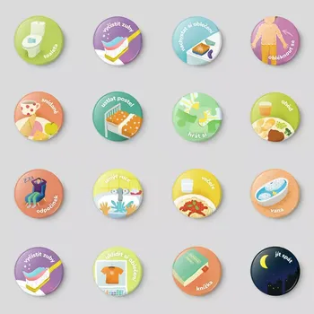 Magnetická kreslící tabulka Denní rutina - sada plánovacích magnetek 16 ks