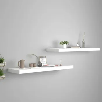 police Plovoucí nástěnné police 2 ks bílé 90 x 23,5 x 3,8 cm MDF