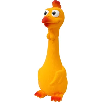 Hračka pro psa Latexová hračka pro psy MISOKO - sedící kuře, oranžová, 20,5 cm