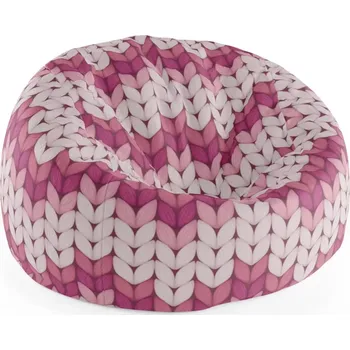 Sedací pytel Sablio Sedací vak Cocoon Tříbarevné růžové pletení - 115 x 75 cm x 45 cm - Sablio