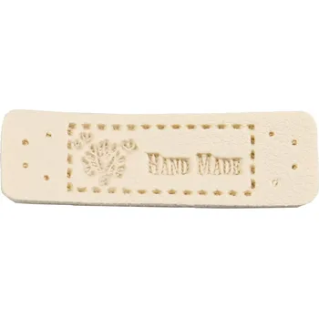 Dárková visačka Pro Háčkování Hand Made koženková cedulka krémová se stromem