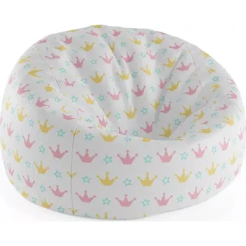 Sedací pytel Sablio Sedací vak Cocoon Růžové korunky na bílé - 115 x 75 cm x 45 cm - Sablio