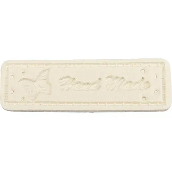 Dárková visačka Pro Háčkování Hand Made, koženková cedulka Motýl krémový