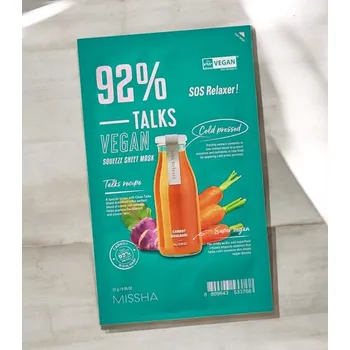 Pleťová maska Missha - Talks Vegan Squeeze Sheet Mask - SOS Relaxer - Zklidňující plátýnková maska 27g
