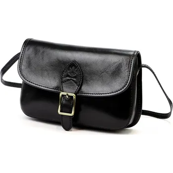 Kabelka Černá pevná kožená crossbody kabelka Florence 05