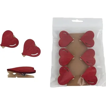 Vánoční ozdoba Pro Háčkování Dekorace srdce červené s klipem, 6 ks