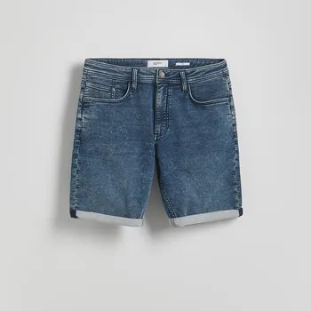 Pánské oblečení Reserved - Šortky slim fit se záhyby - ocelově modrá - 8572H-95J - 8572H-95J-28