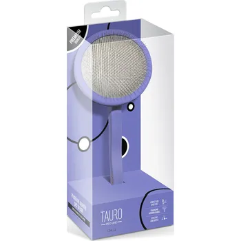 Kartáč pro zvířata TAURO PRO LINE Antistatický dřevěný drátkový kartáč TPL kulatý fialový vel. M