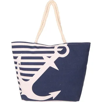 Kabelka Velká tmavěmodrá plážová taška s kotvou