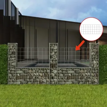 Plot Gabionový koš ve tvaru u pozinkovaná ocel - 240 x 20 x 100 cm