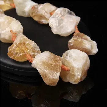 Korálek Surové minerální korálky 20-30mm | přírodní kameny, minerální korálky - Citrín , 2 kusy