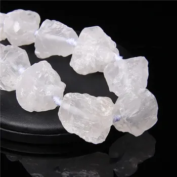 Korálek Surové minerální korálky 20-30mm | přírodní kameny, minerální korálky - Čirý křemen , 2 kusy