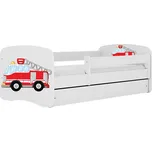 Postel BabyDreams 180x80 bílá hasiči s šuplíkem bez matrace