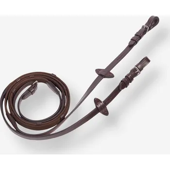 FOUGANZA Kožené otěže se zarážkami pro koně 500 FS KAŠTANOVÁ