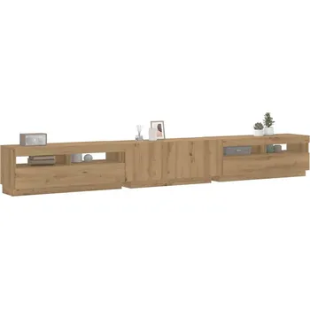 Televizní stolek vidaXL TV skříňka s LED osvětlením 300x35x40 cm [3120178] Barva: dub artisan