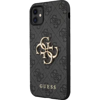 Telefonní příslušenství Guess PU 4G Metal Logo Zadní Kryt pro iPhone 11 Grey Guess prémiový ochranný kryt telefonu vyrobený z kombinace kvalitních a odolných materiálů, které perfektně chrání Váš telefon.