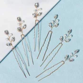 Souprava šperků B-TOP Sada svatebních perlových vlásenek 6 ks - zlatá