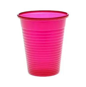Jednorázové nádobí Kelímky plastové - tmavě růžové