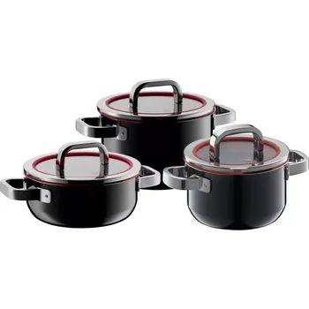 Hrnec Sada hrnců WMF FUSIONTEC Functional 3/4 ks,varianty: Černá 3 kusy