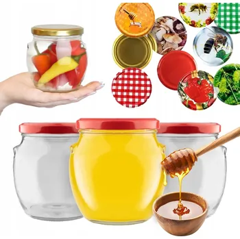 Sklenice 5kusů Zavařovací Sklenice Amfora 520 ml DŽEM ZAVAŘENINY + VÍČKO