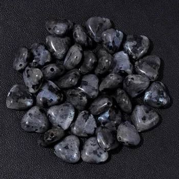Korálek 3-10 ks Minerální korálky ve tvaru srdce 10mm | minerální korálky, přírodní kameny - Larvikit , 10mm x 3ks