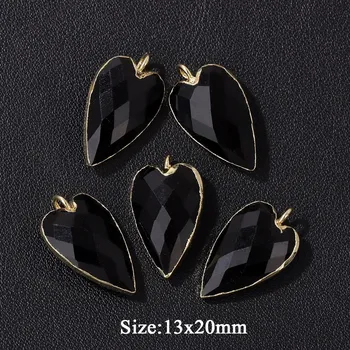 Přívěsek Přírodní přívěsek ve tvaru srdce | šperky ruční výroba 2 ks - Č.6 Černý achát