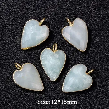 Přívěsek Přírodní přívěsek ve tvaru srdce | šperky ruční výroba 2 ks - Č.17 Amazonit