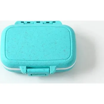 Lékovka Mini přenosný organizér na léky, 3 přihrádky | dávkovač léků, krabička na prášky - pšeničná modrá