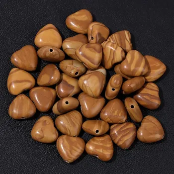 Korálek 3-10 ks Minerální korálky ve tvaru srdce 10mm | minerální korálky, přírodní kameny - Woodstone , 10mm x 10KS