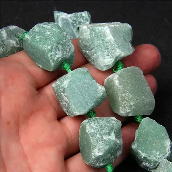 Korálek Minerální korálky surové | Minerální korálky, surové minerály - Zelený avanturín , 2 kusy