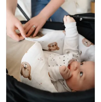 Fusak Mušelínový jarní / podzimní fusak do kočárku - medvídci