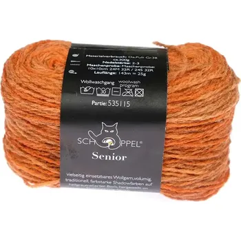 Příze Schoppel Wolle Senior 2608 Möhre Inspiration Dibadu (Vlněná příze Senior 2608 Möhre Inspiration Dibadu)