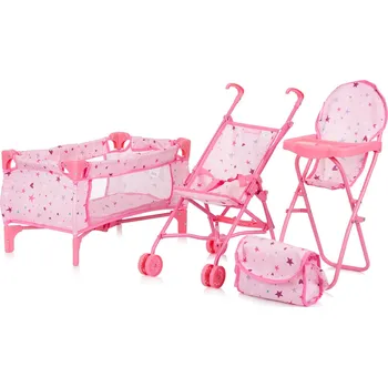 Kočárek pro panenku CHIPOLINO Sada pro panenky 3v1 Trixy Stars