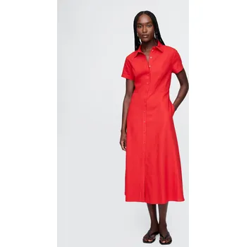 Dámské šaty GAP Lněné košilové maxi šaty - Dámské GAP červená 3280161