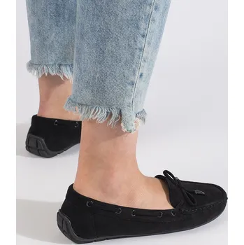 Dámské mokasíny Černé semišové mokasíny RQ013B Velikost: 36