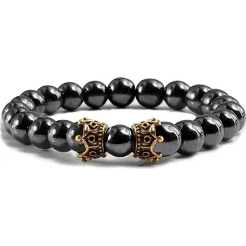 Náramek Náramek z minerálů pro páry | náramek dámský, pánský náramek s motivem korunky 01 - Hematit G