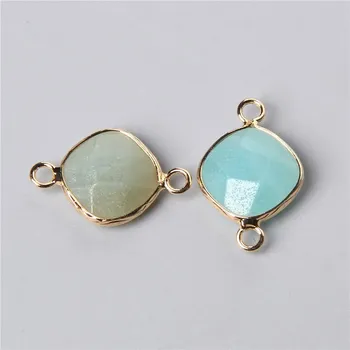 Přívěsek Kosočtvercový přívěsek 14mm | výroba šperků 2 ks - Č. 19 Amazonit