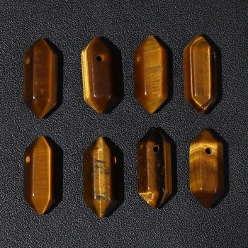 Přívěsek 1-5 ks šestihranný přívěsek z minerálu | Přívěsek, přírodní kámen - Č.6 Tygří oko , 9x20mm-3KS
