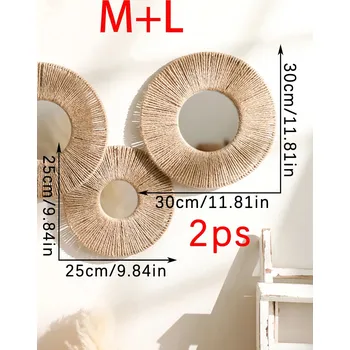 Zrcadlo Kulaté boho zrcadlo s jutovým provazem | nástěnné zrcadlo, dekorace - TK-T-7486